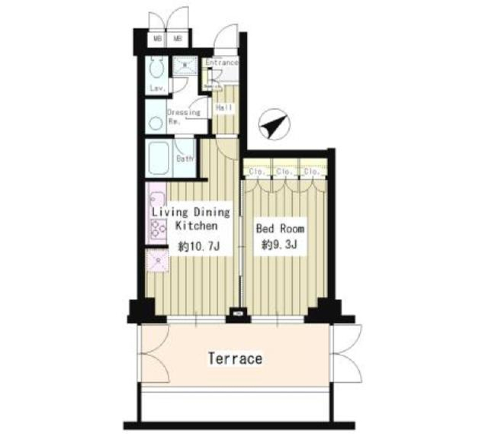 1階の特典&rdquo;白いタイルバルコニー&rdquo;の間取り図