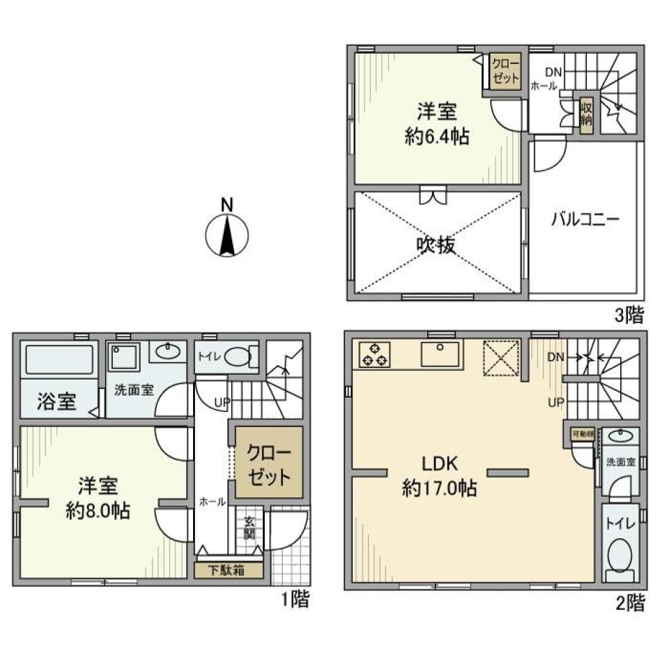  空気が滞らない家  東急大井町線 戸越公園駅まで徒歩7分の間取り図