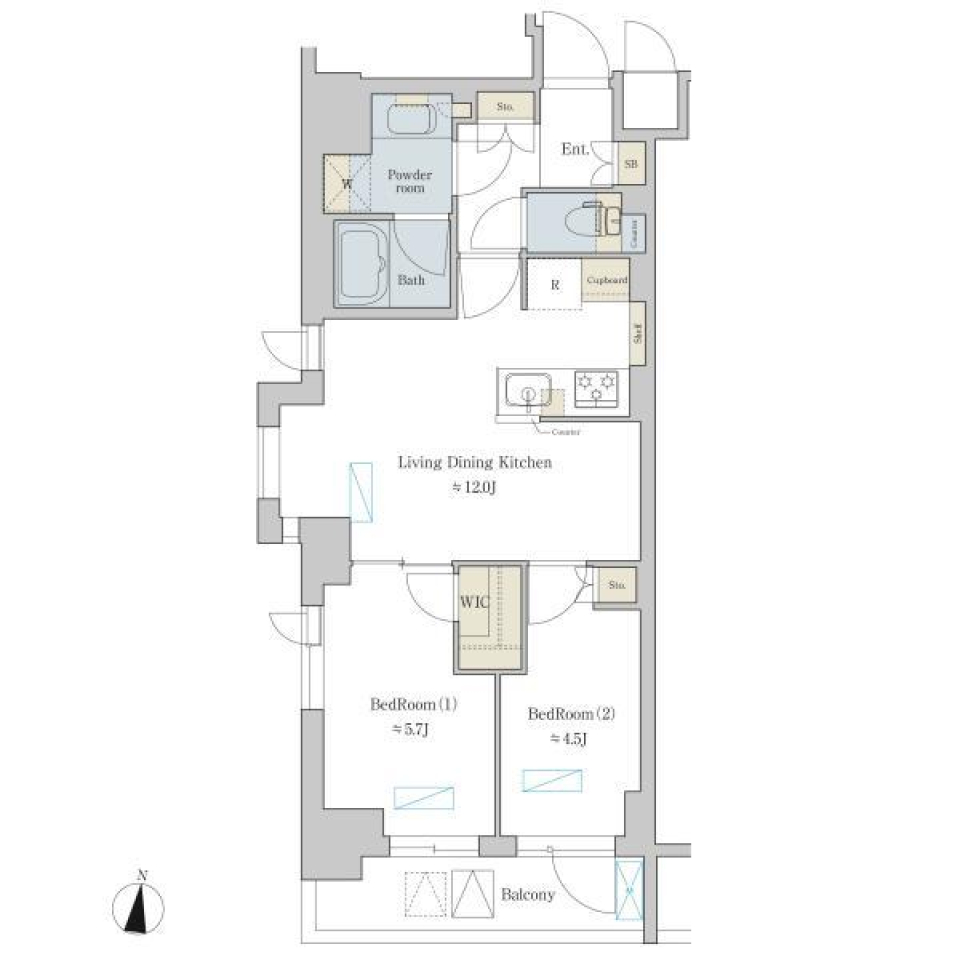 都会に溶け込むモダンマンションの間取り図