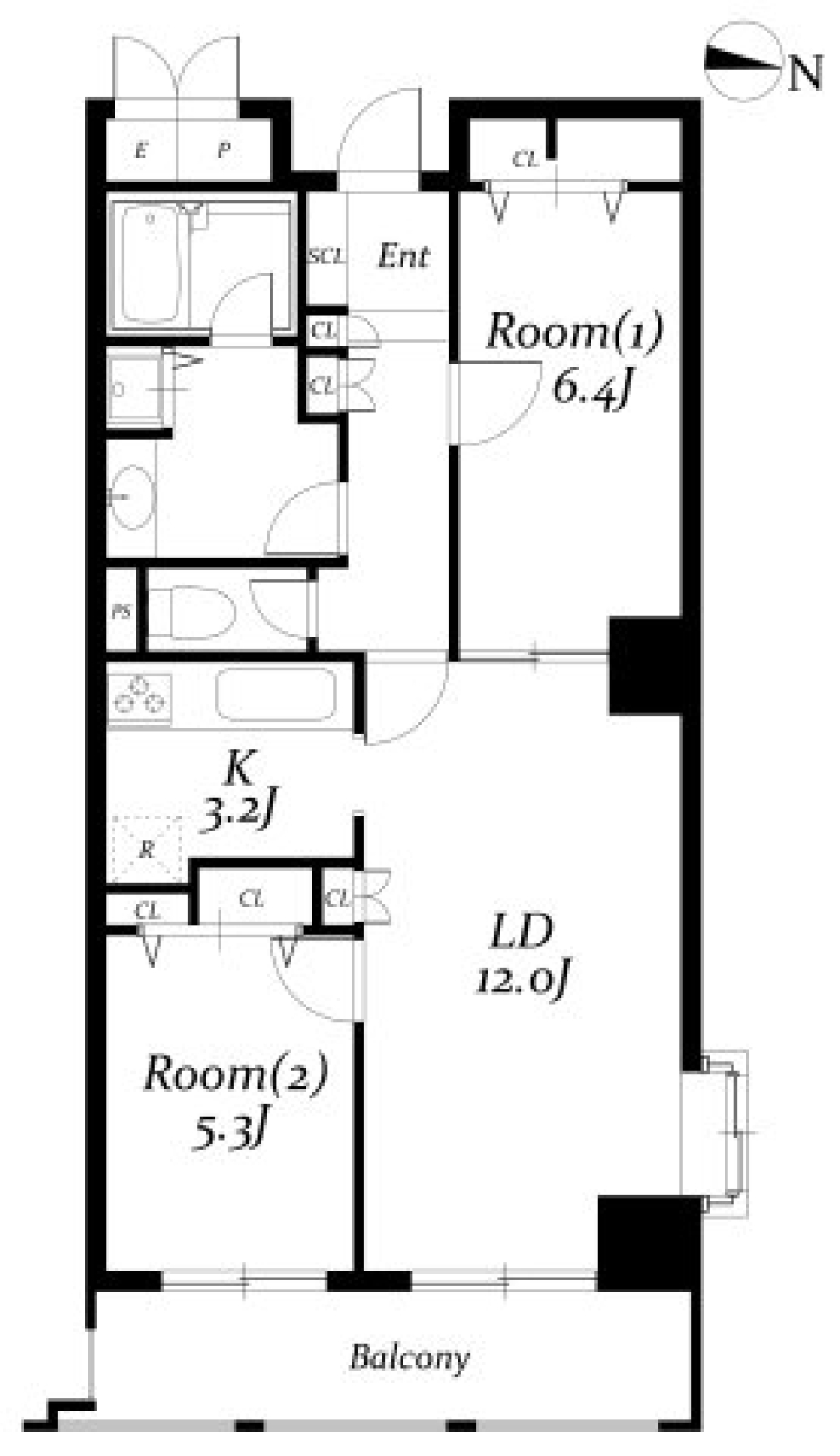 プライムゲート飯田橋 1304号室の間取り図