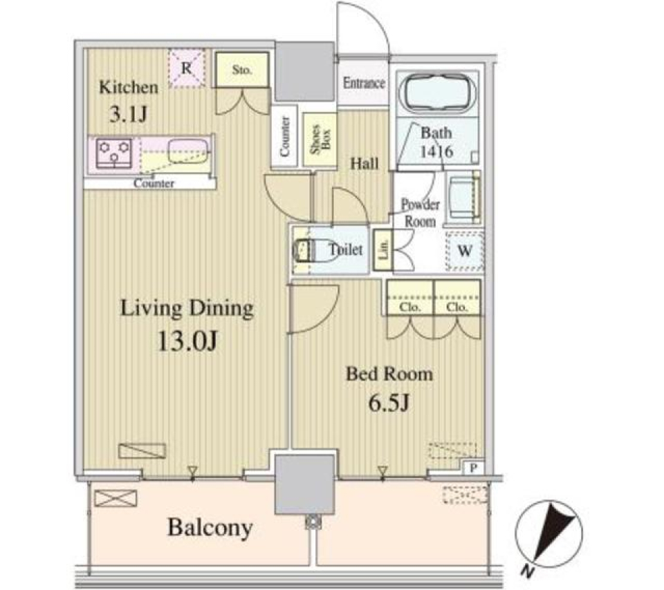 ルミレイス豊洲 1404の間取り図