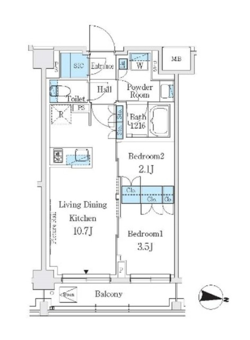 Ｊ．ＧＲＡＮ　Ｃｏｕｒｔ　品川西大井ＷＥＳＴ　424号室［新築］の間取り図
