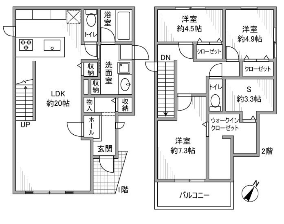 前後町仙人塚戸建の間取り図