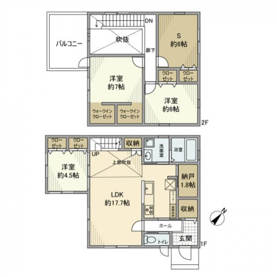 大草北川後戸建の間取り図