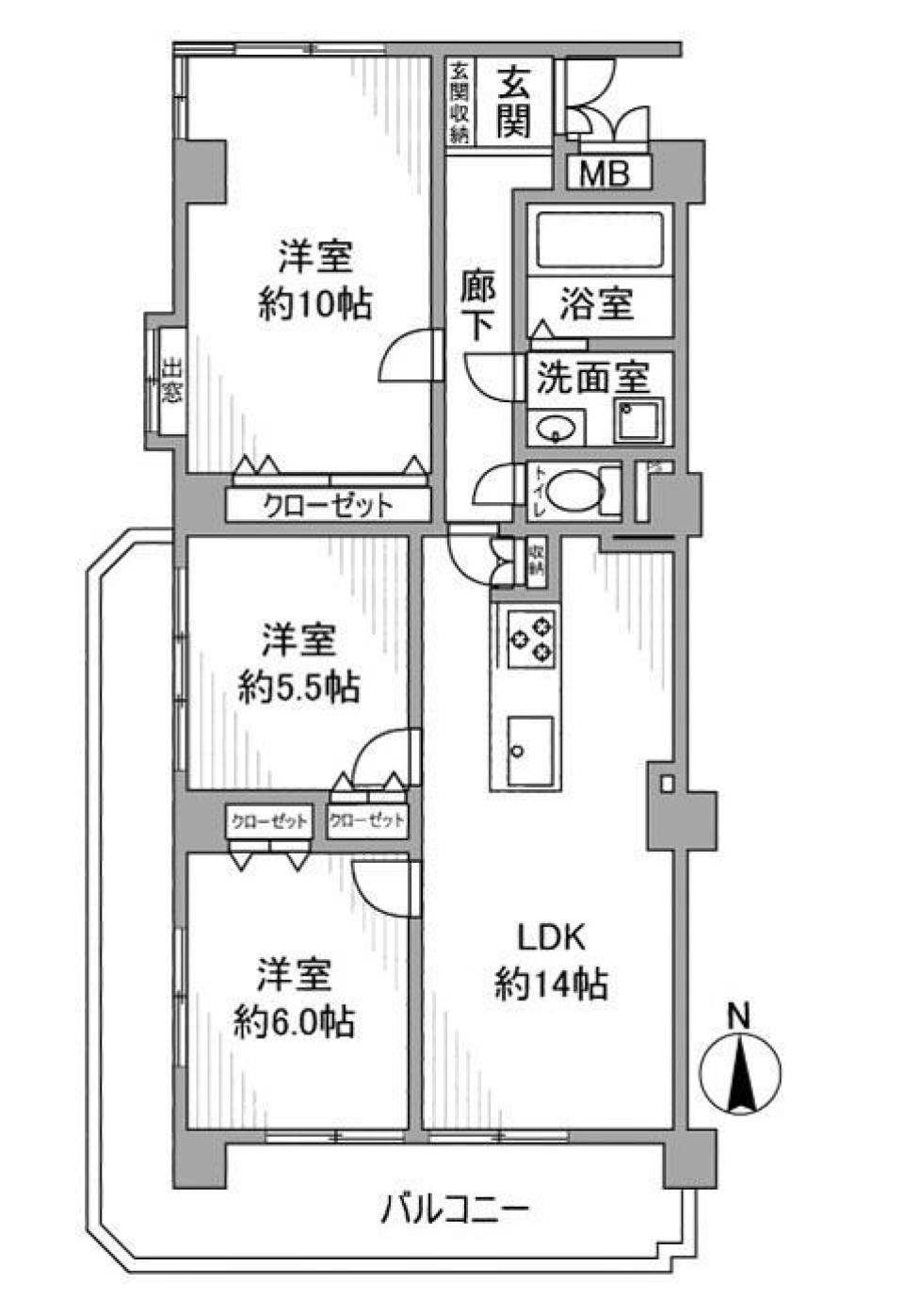コーポ浄心 303号室の間取り図
