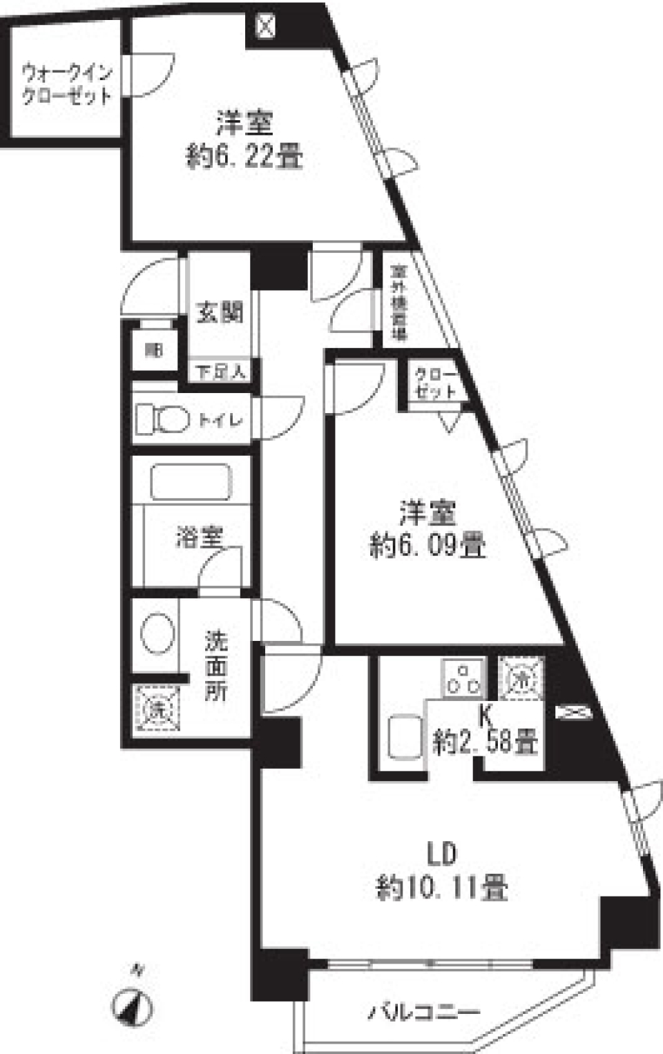 アッシュグレーと北欧家具の美学の間取り図