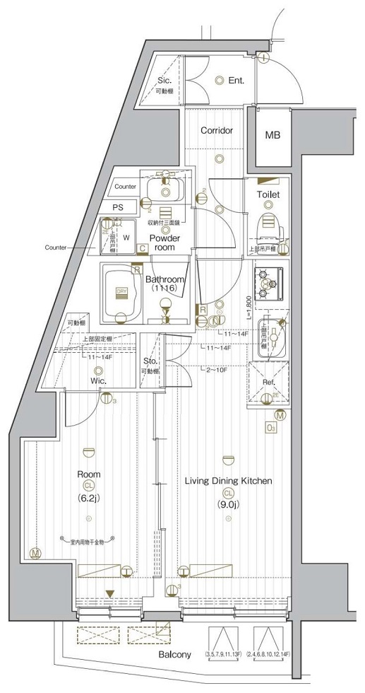 引き戸で仕切れるタイプの1LDKです。