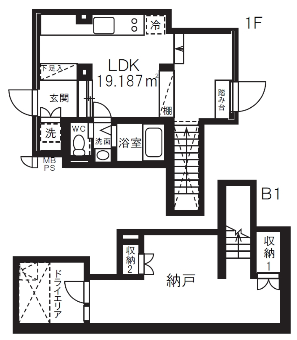 ミオテゾーロ哲学堂カーザ 0101の間取り図
