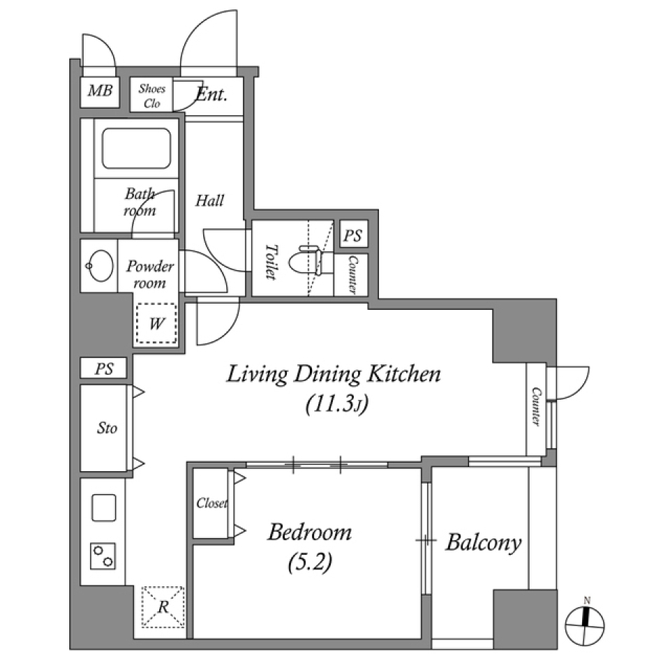 プレール・ドゥーク両国Ⅲ 0703号室の間取り図