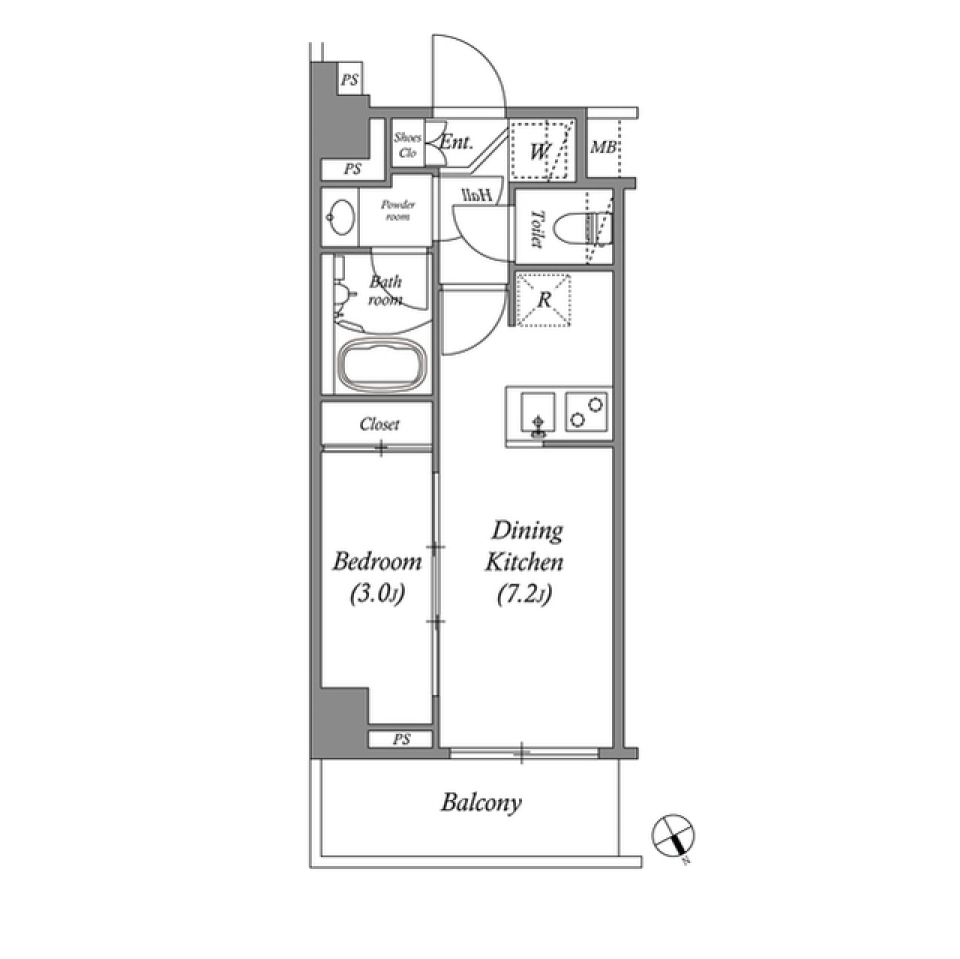 ＡＲＫＭＡＲＫ水天宮前Ⅱ 0105号室の間取り図