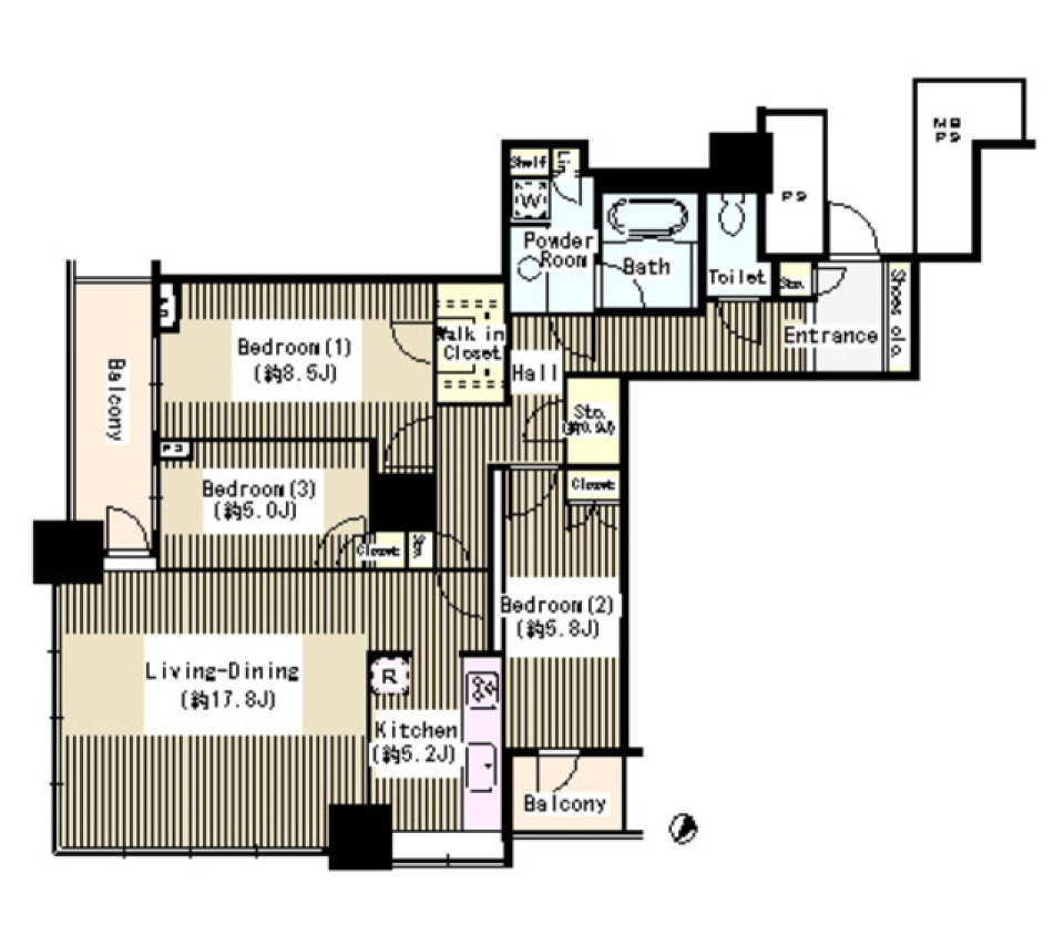 ＴＨＥ　ＴＯＫＹＯ　ＴＯＷＥＲＳ　シータワー　1521号室の間取り図