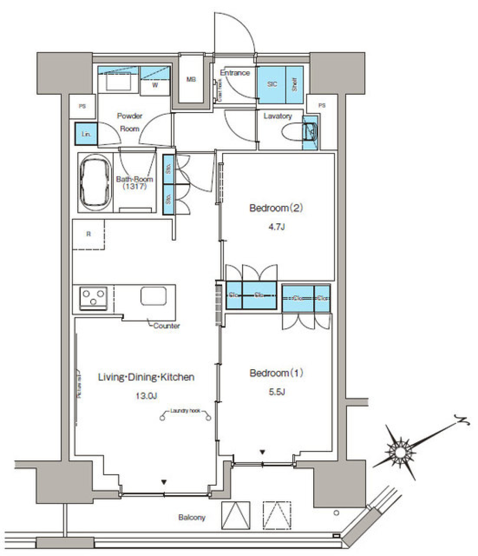 ルフォンプログレ蔵前プレミア 1103の間取り図