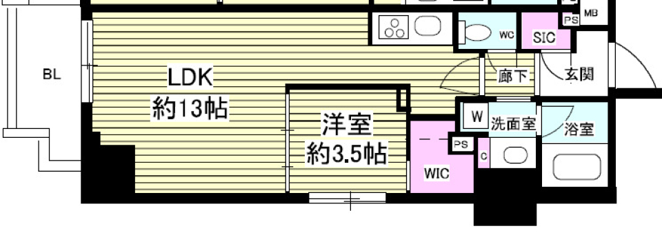 ミリアレジデンス根岸柳通り 604の間取り図