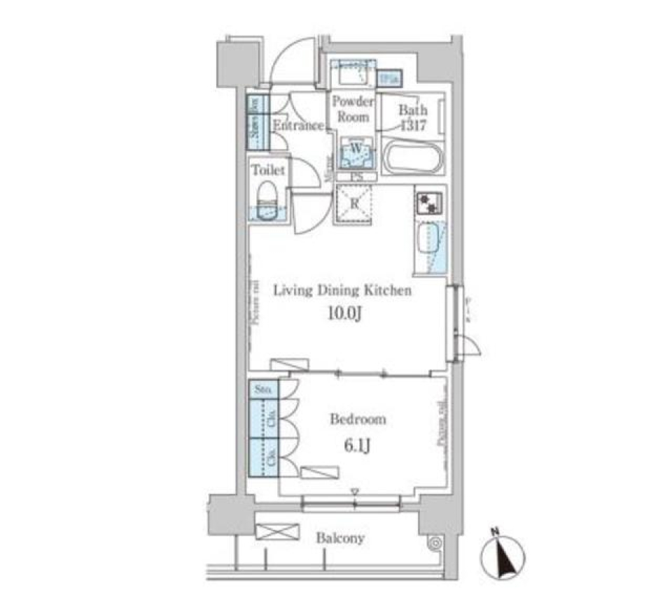 パークアクシス日本橋兜町 601号室の間取り図