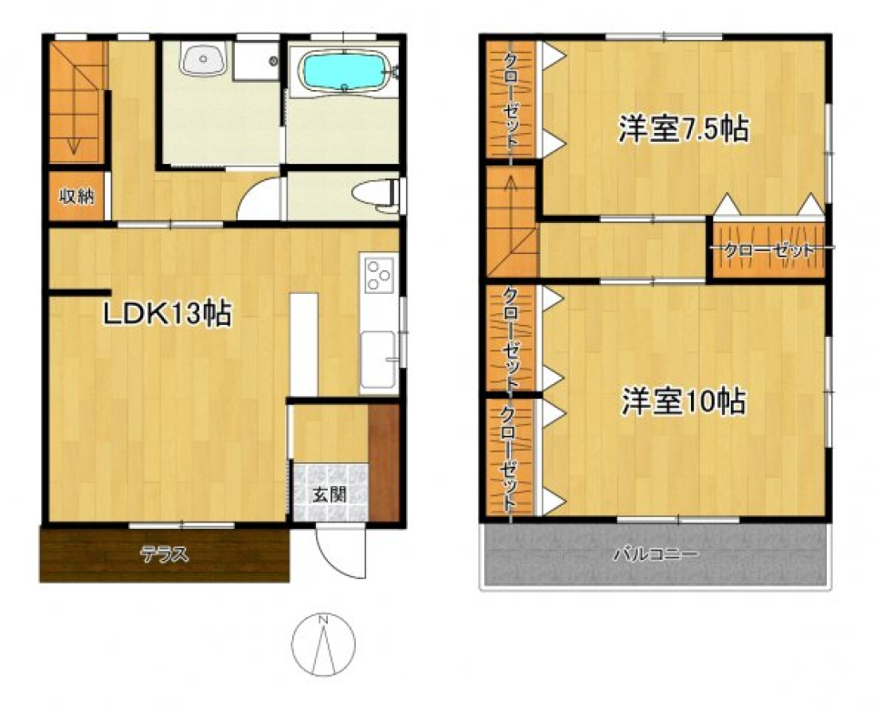 無垢材がふんだんに使われた内装で新生活♪（事業用相談可）の間取り図