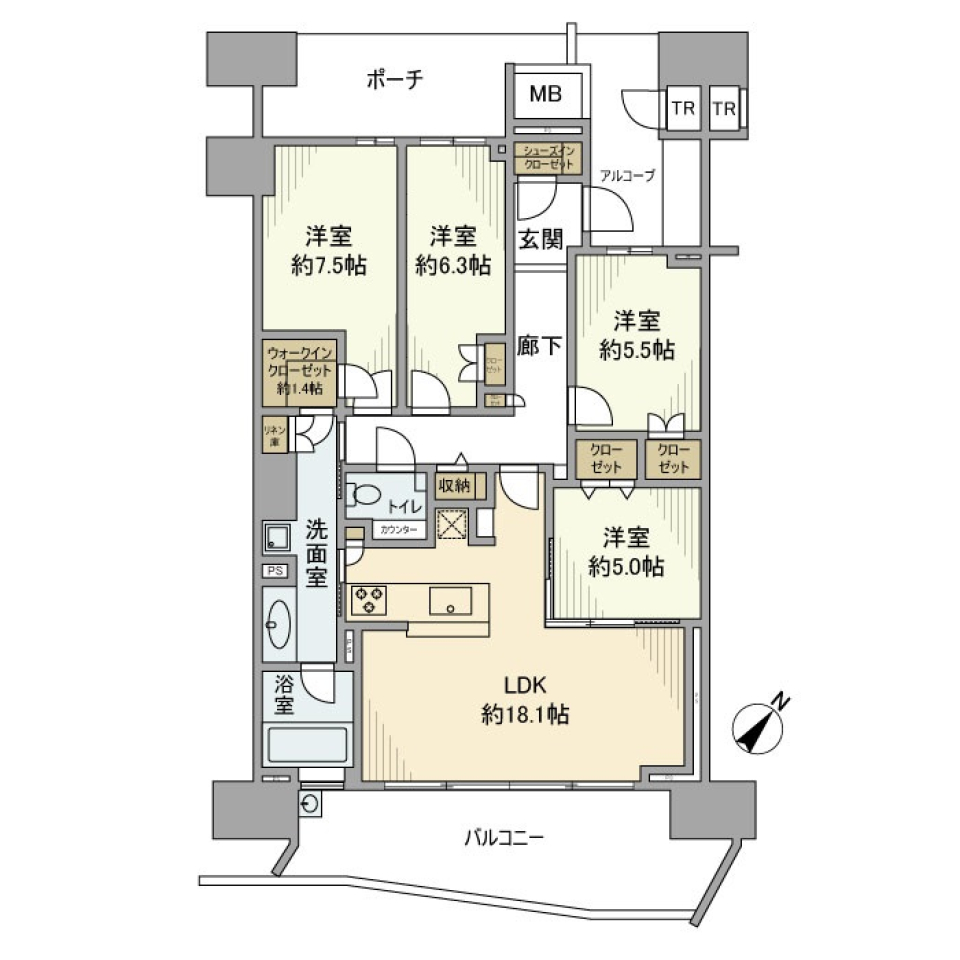 ＨＡＲＵＭＩ　ＦＬＡＧ　ＳＥＡ　ＶＩＬＬＡＧＥ　Ａ棟　1505号室の間取り図