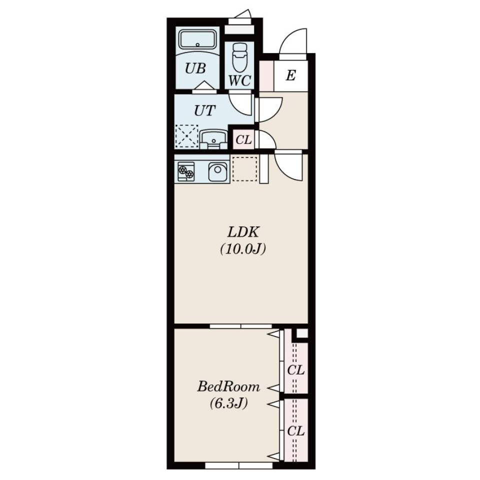 朝からスタバに通える！新築1LDKのオシャレライフの間取り図