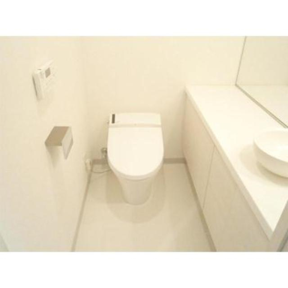 お手洗いの横には鏡がついています。※写真は同タイプ住戸です。