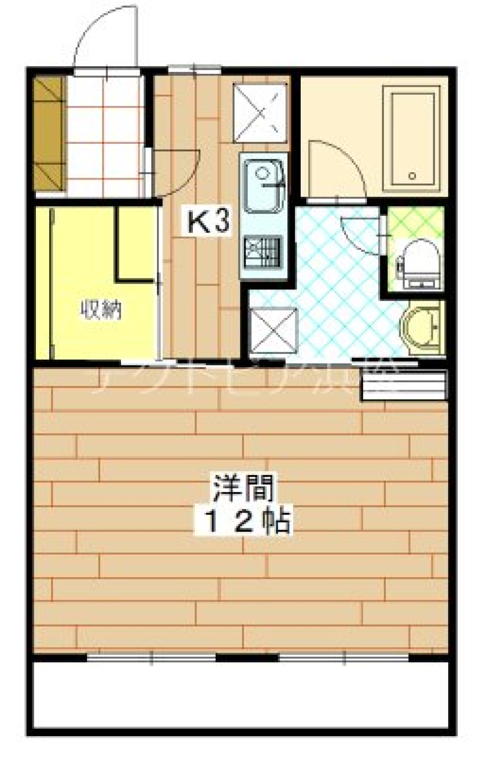 本当に１K?!?!なリノベ物件の間取り図