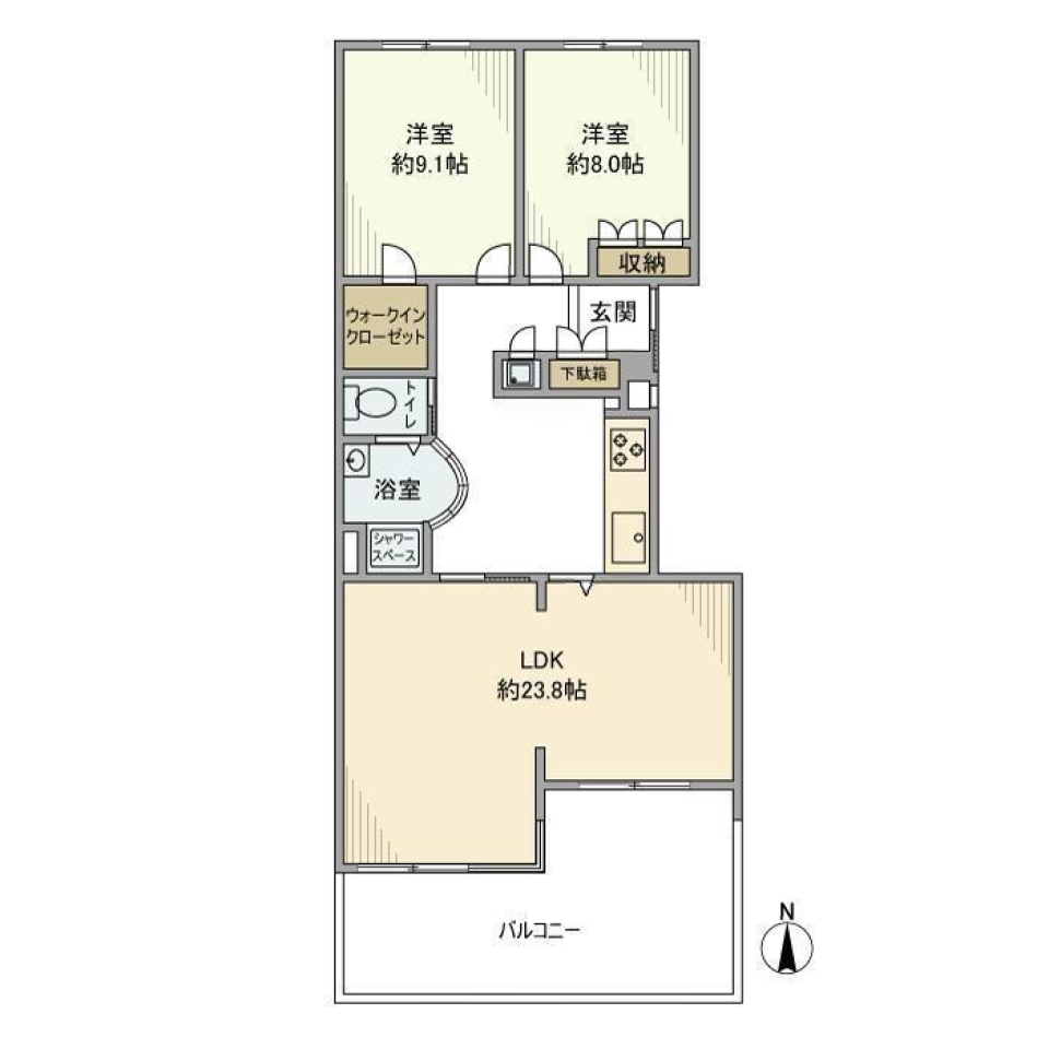 赤レンガに映える緑の間取り図