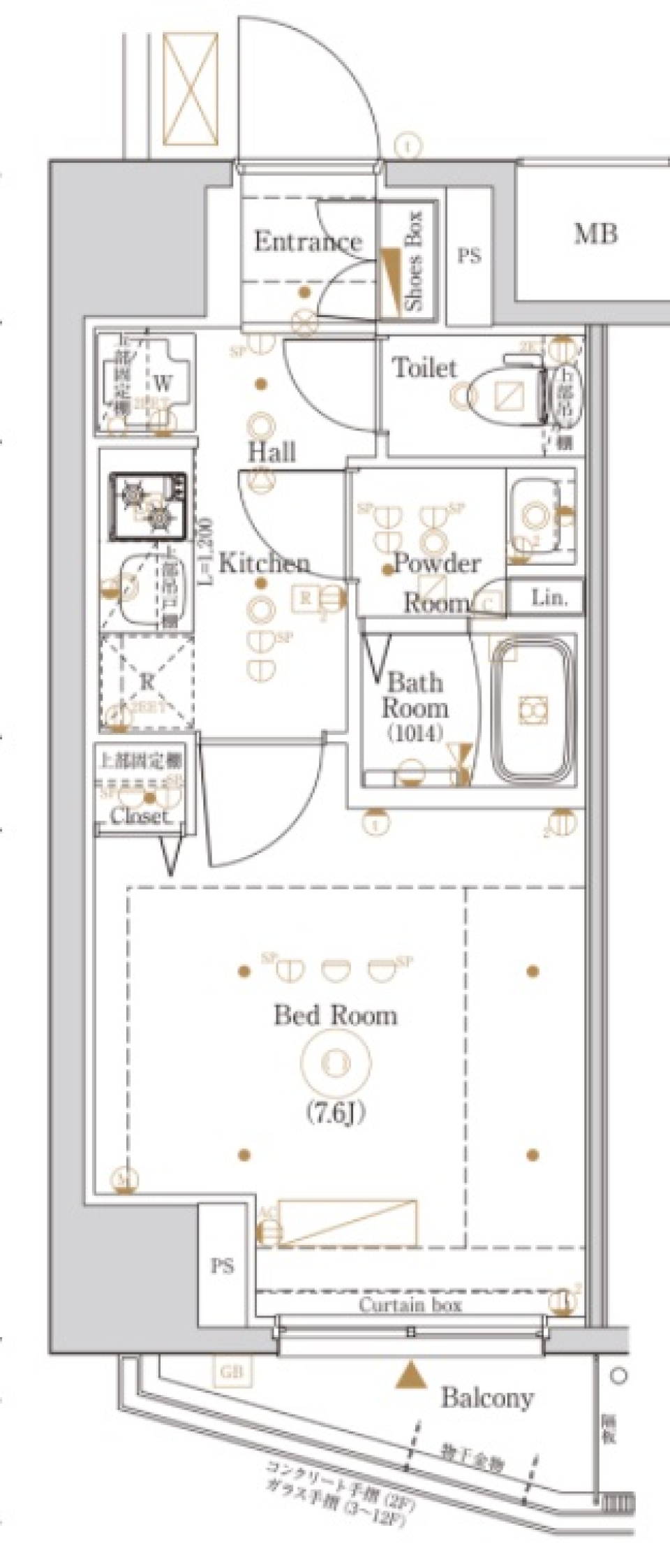 シンプルさと高級感のあるお部屋の間取り図