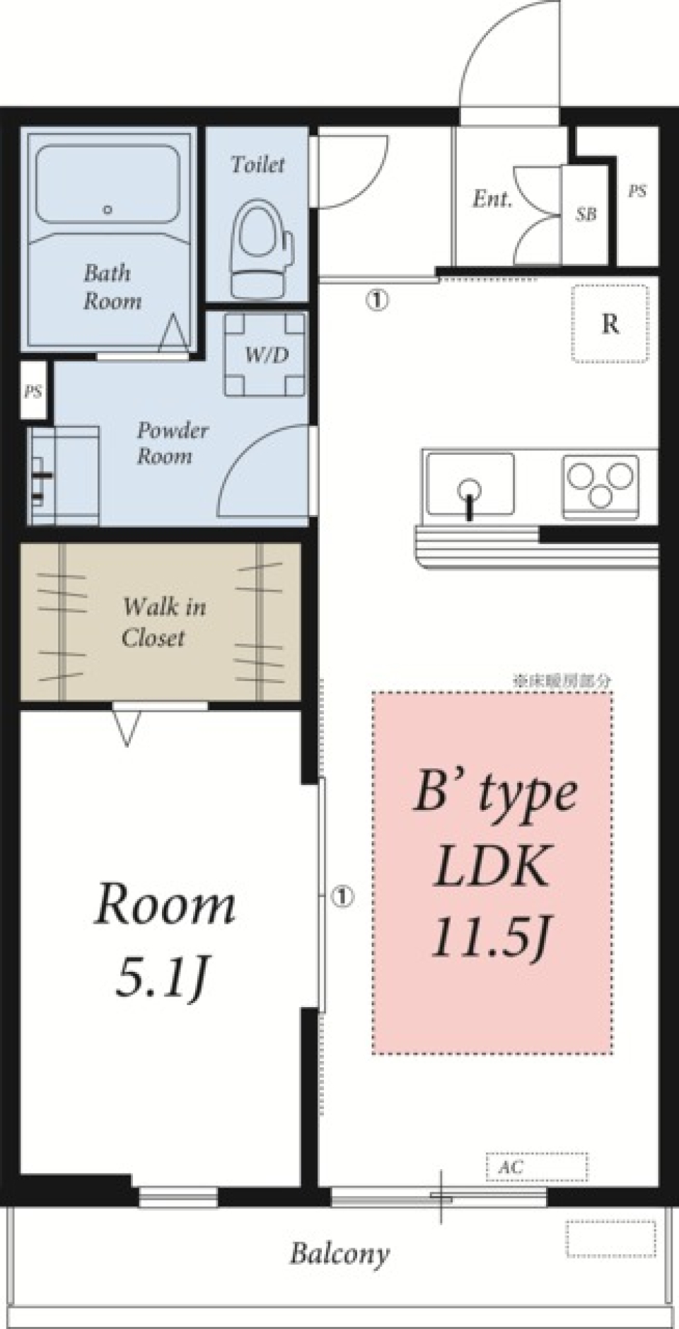 ２LDKで叶える、明るく快適な生活空間の間取り図