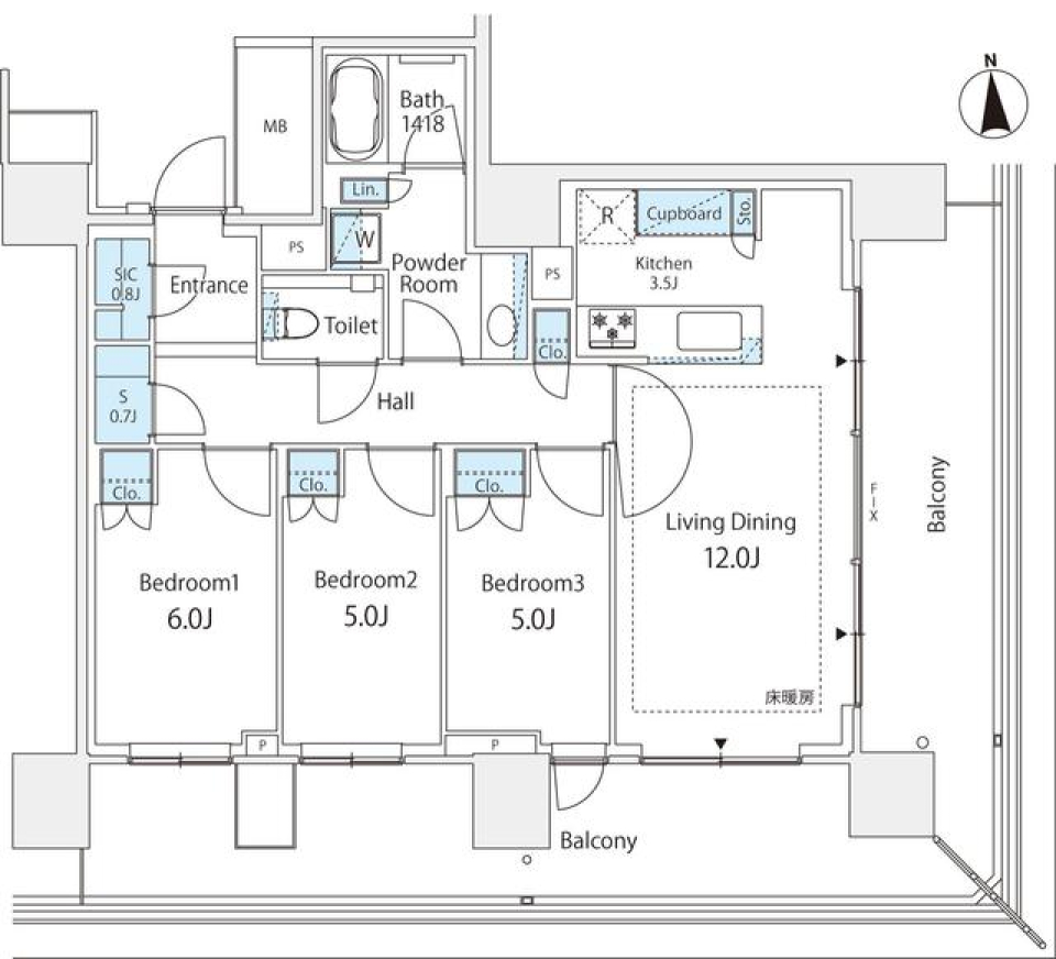 広すぎる！バルコニーで優雅なひと時を［新築］の間取り図