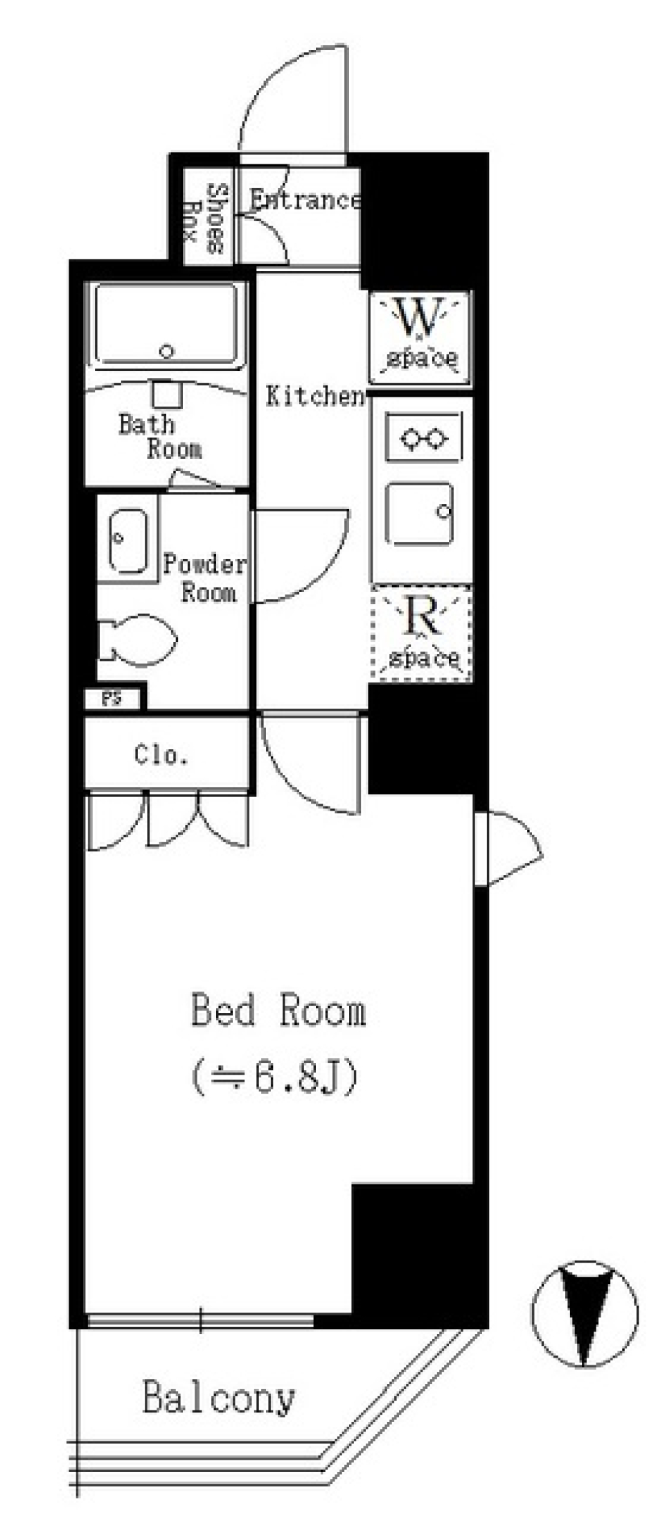『モダンリトリート』 菊川の8.8帖、白と木目で描く洗練された生活の間取り図