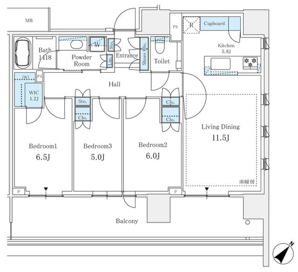 晴海で家族と暮らす［新築］の間取り図