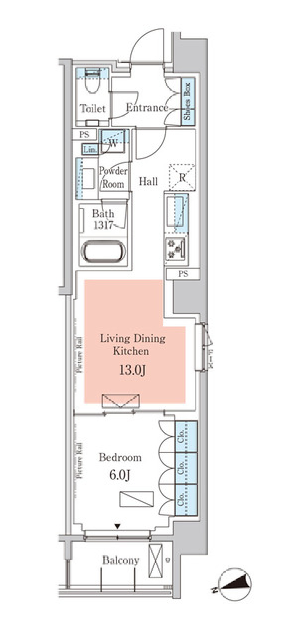 港区での新生活の扉を開く1LDK［新築］の間取り図