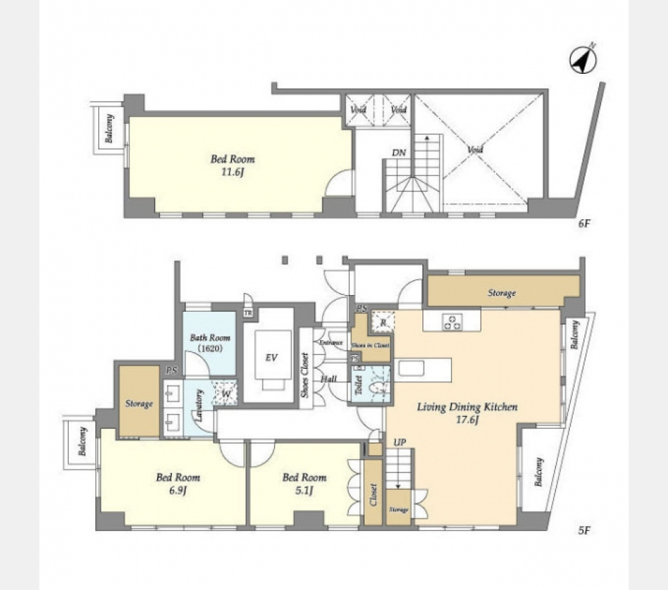 都内でも開放的を諦めない［リノベ］の間取り図