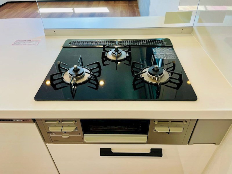 3口ガスコンロでお料理はかどる◎