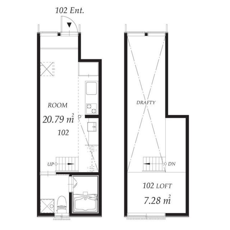天空のリトリート: ロフト付きで夢見る一人暮らしの間取り図