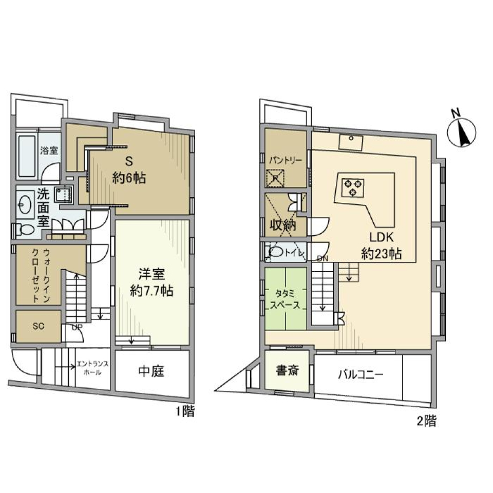 海外ブリーズが吹き抜ける住まいの間取り図