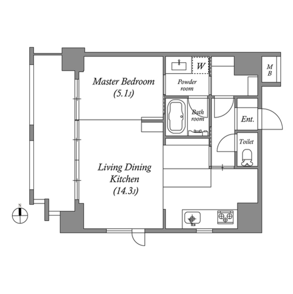 文京区ブリーズ: 1Kで味わう心地よい暮らしの間取り図