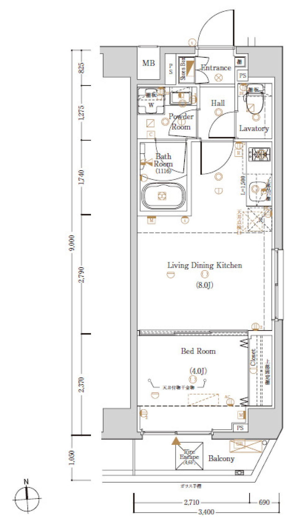 練馬スマートコンパクト分離式リビングの間取り図