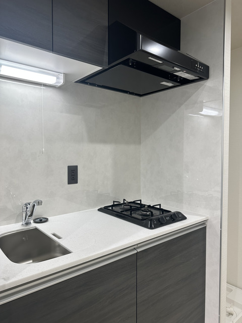 2口コンロが設置されたシステムキッチンです。