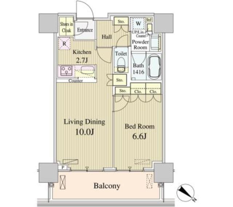 東京湾を背景にした優雅な暮らしの間取り図