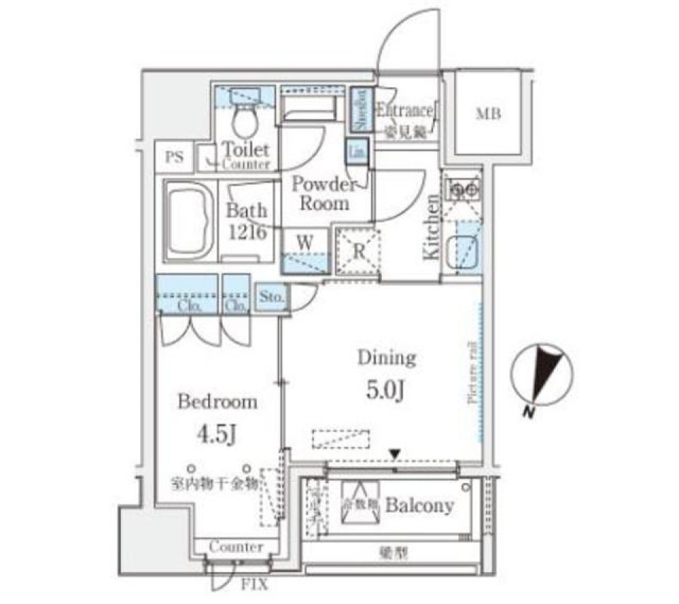 5.0帖＋4.5帖、変幻自在のリビングステージの間取り図