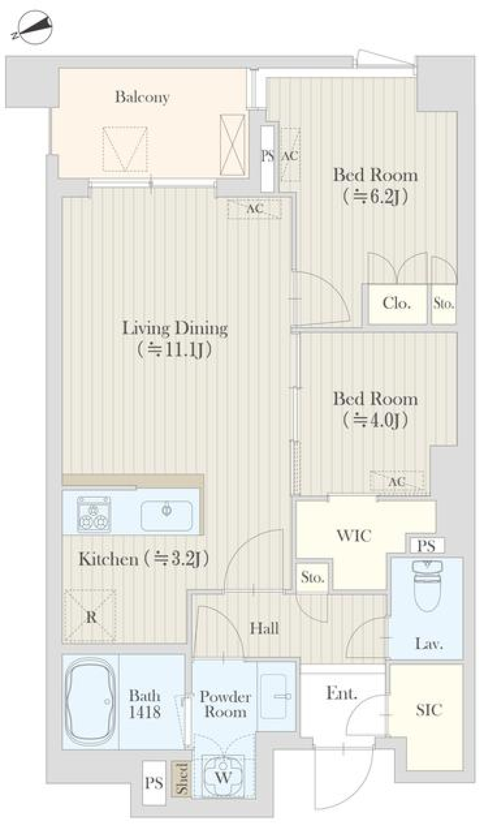 自然の温もりを感じる家族の空間の間取り図