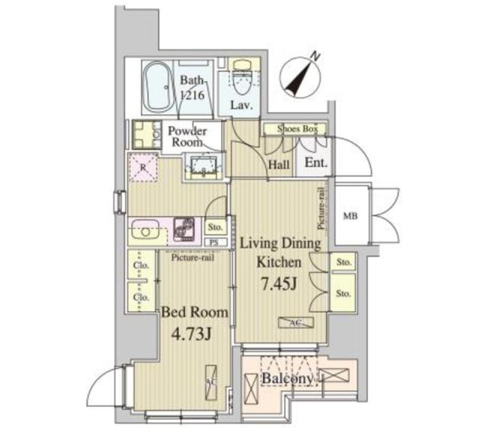 人形町のフレキシブルリビングの間取り図