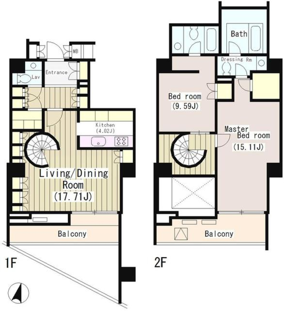 螺旋階段を駆け下りて始まる一日の間取り図