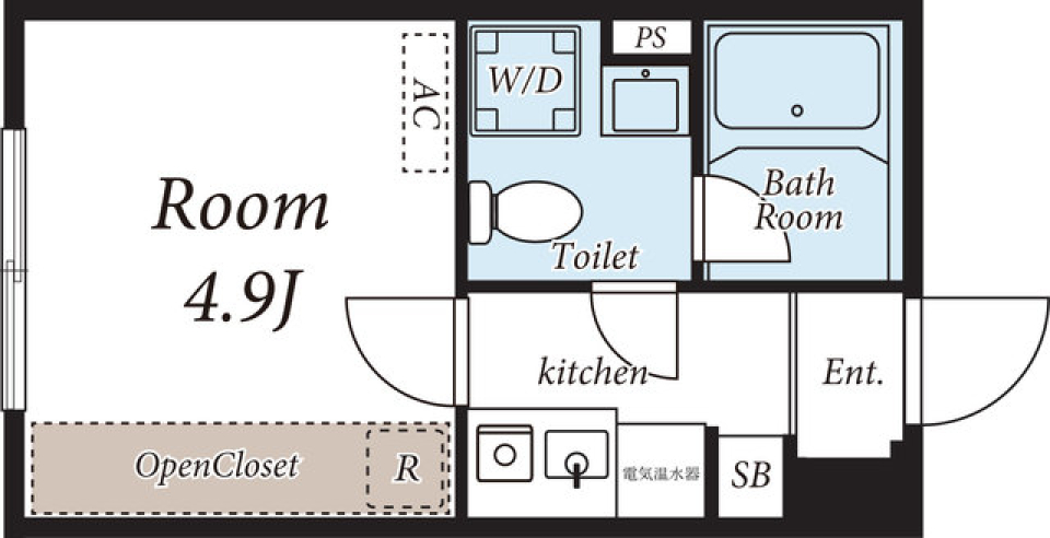 大田区の私だけのアパレルショップ風リビングの間取り図