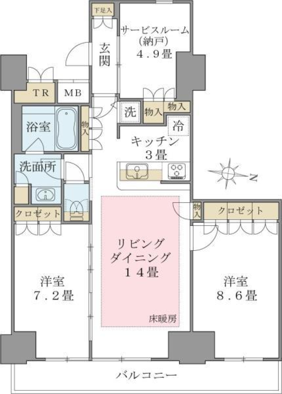 豊洲の日差し招く家族の楽園の間取り図
