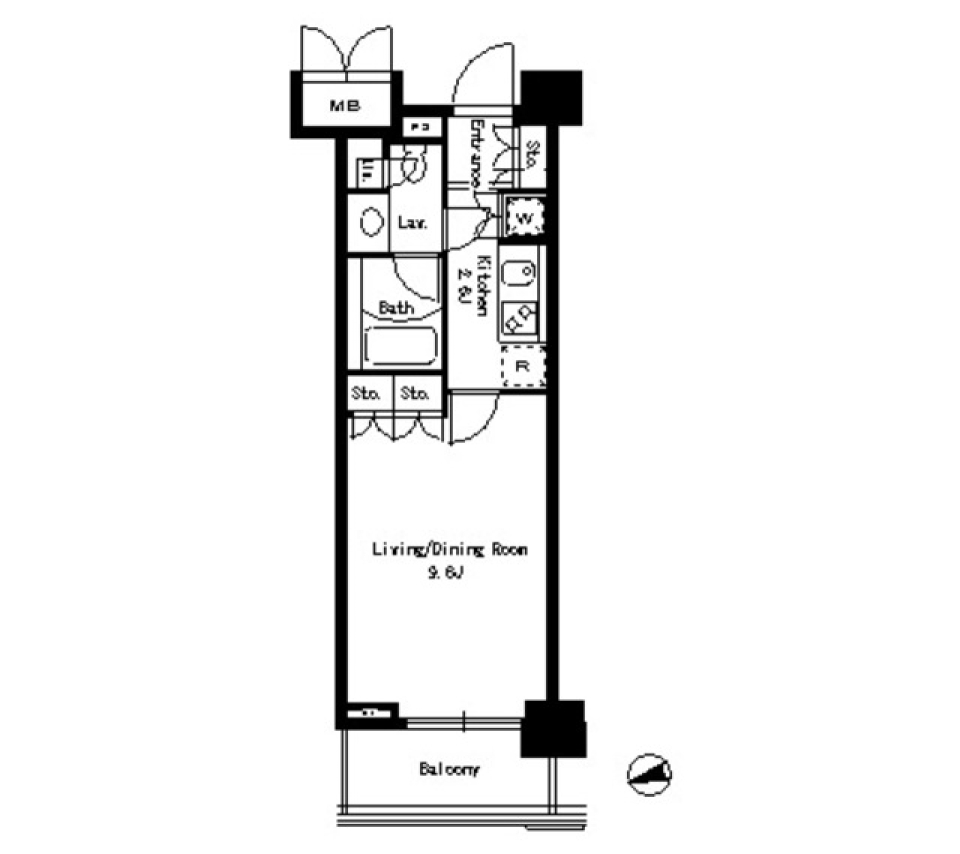 文京区で見つけたコンパクト1Kの間取り図