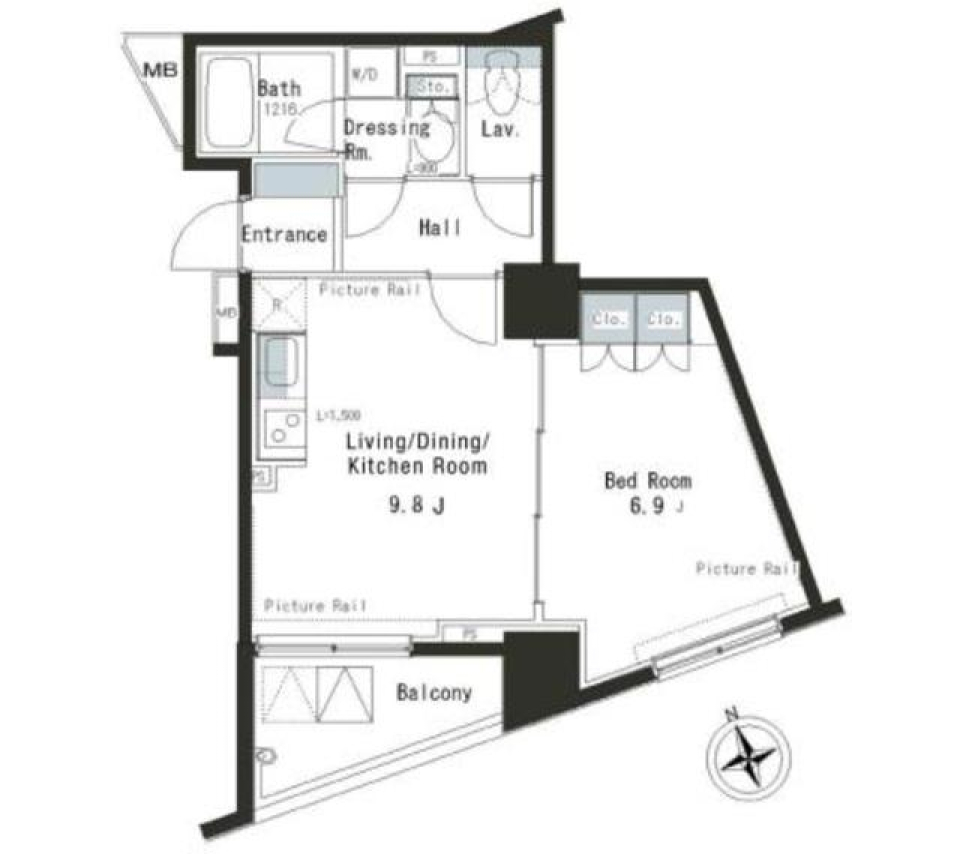 文京区で広がるミドルサイズの自由: ゆとりある1LDKライフの間取り図
