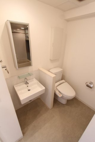 洗面台とトイレはお隣同士。※参考写真