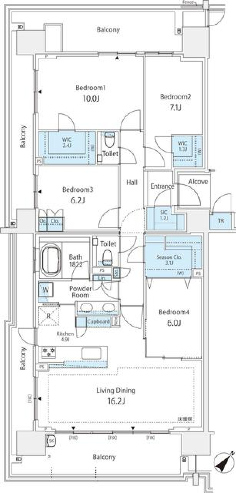 最上階からのリバービューの間取り図