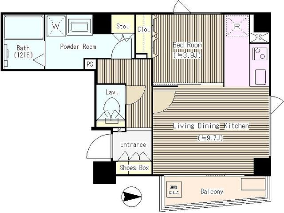 シエルトゥールロジュマンの１LDKレジデンスの間取り図