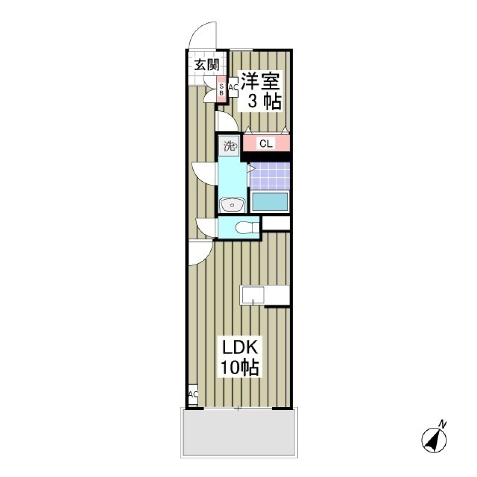 大人カジュアルな大田区の1LDKの間取り図